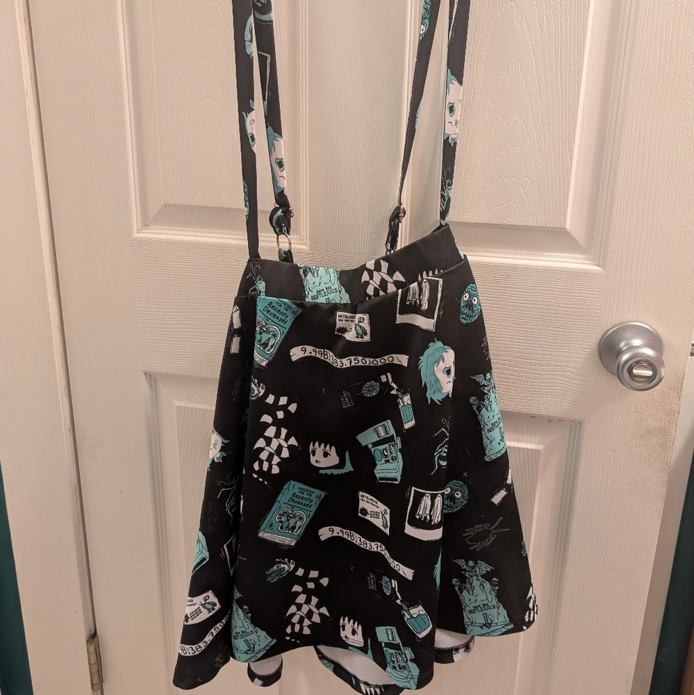 Black and Teal Suspender Skirt